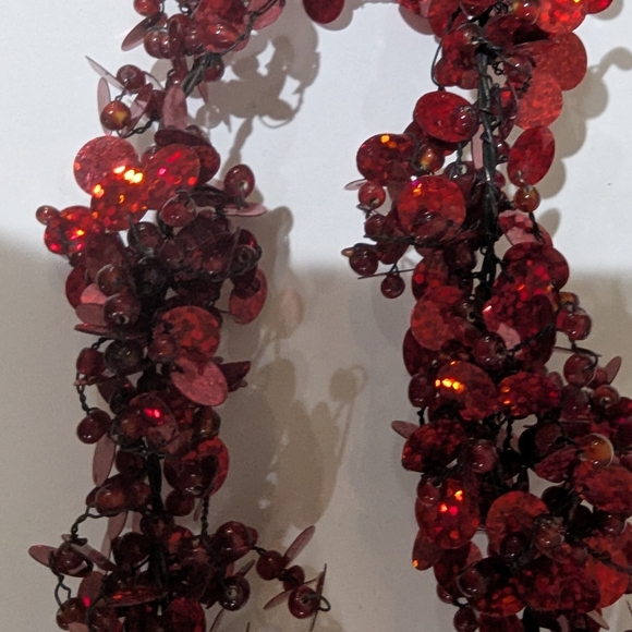 Two Piece Burgundy Artificial Dogwood Glitter Garland. 4 Ft - Picture 4 of 6
